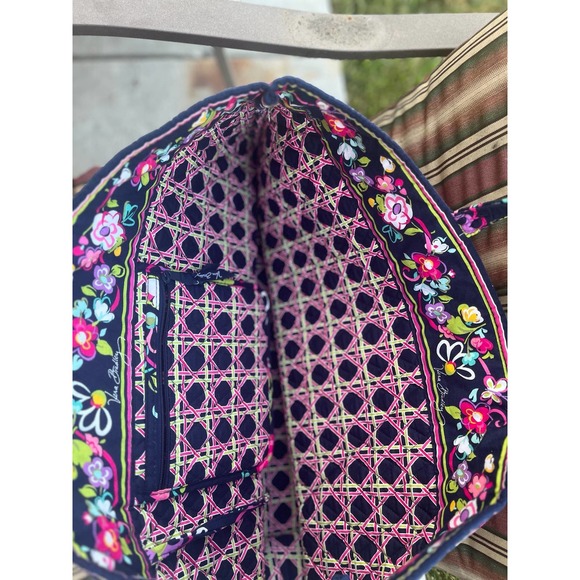 Vera Bradley Tote, Dark Blue with Floral Design, Large - Picture 4 of 11